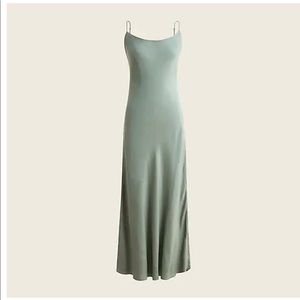 J.Crew Gwyneth cupro Slip Dress in Slate Green